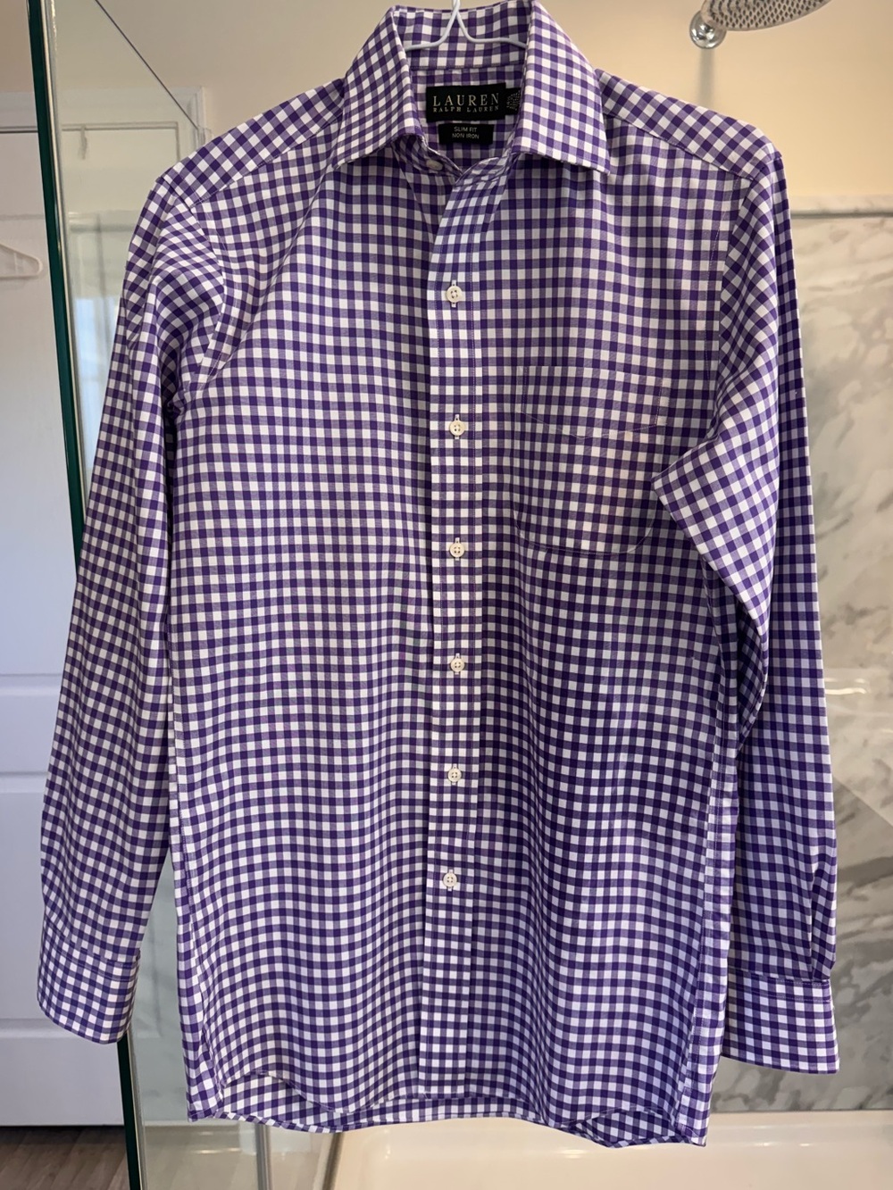 Ralph Lauren Purple and White Gingham Dress Shirt